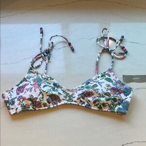 J. Crew women's Floral Bikini Top with Adjustable tie Straps medium